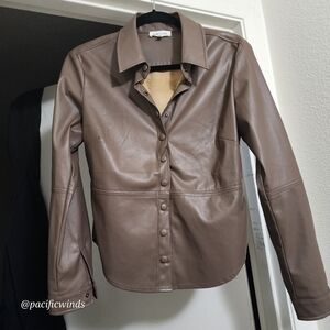 Brown Faux Leather Jacket Small